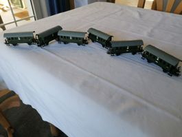 6 Personenwagen, Blech, H0, Dach abnehmbar,Mod.1958, Märklin
