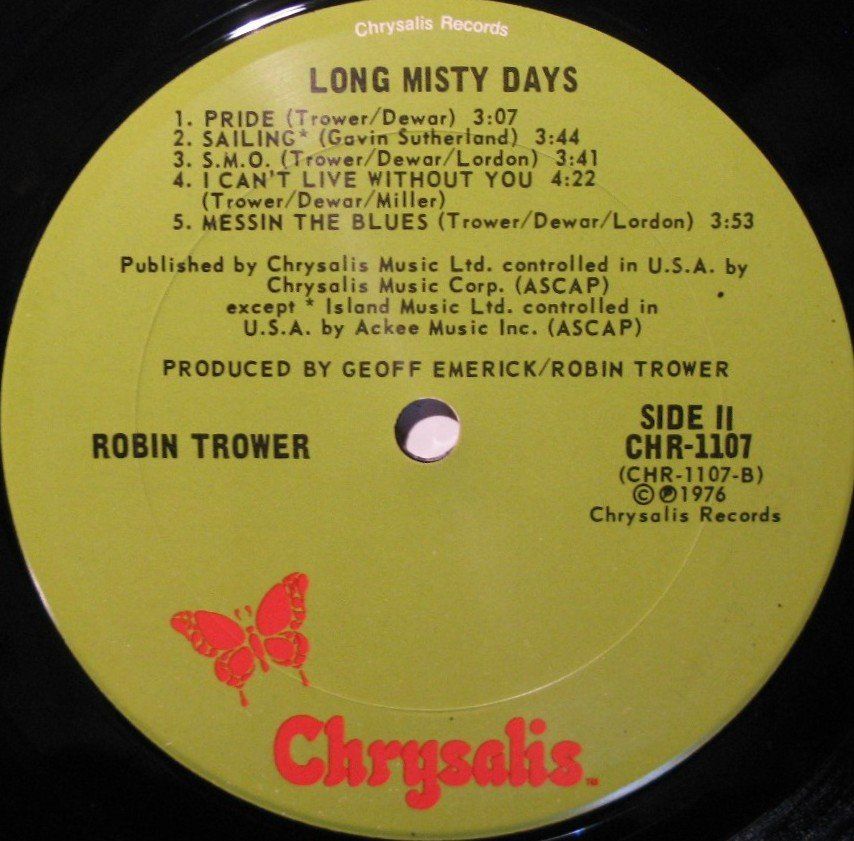 Vinyles: ROBIN TROWER "Long Misty Days" FIRST PRESS LP IN VG++/EX TOP – D'occasion à Monthey par Pingmub 4
