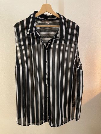 H&M Bluse kurzarm gestreift blau weiss Gr. 54