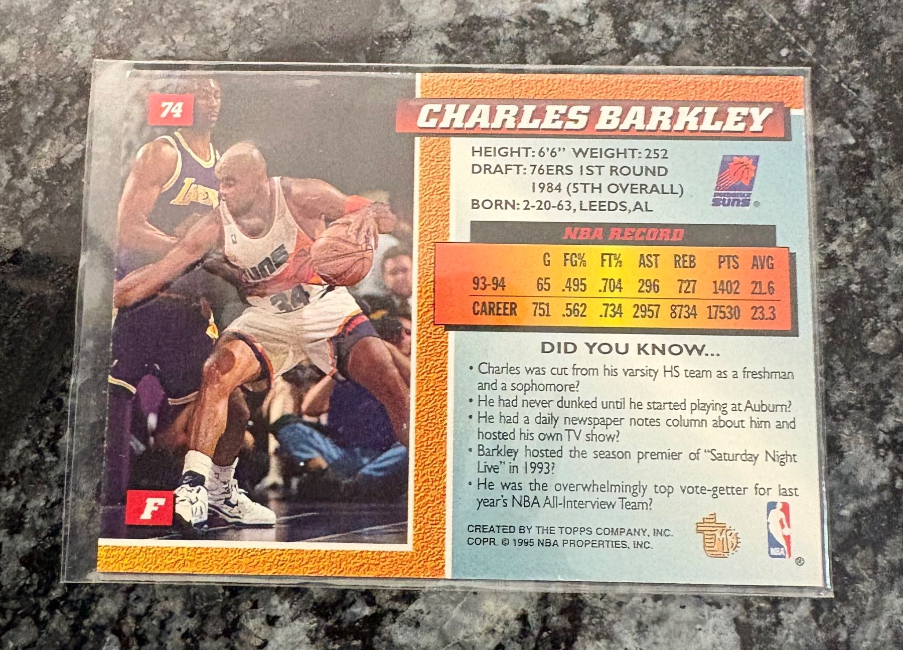 Nba Cartes à collectionner: NBA Charles Barkley Topps Embossed 94/95 Card – Neuf (Voir description) à Muttenz par joba23 1