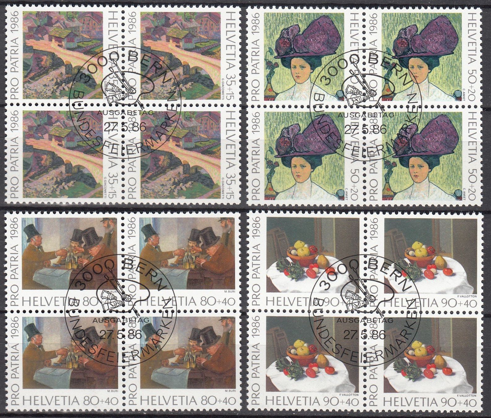Tutti i francobolli: SBK B211 - B214 im 4er-Block mit ET – Usato da Bürglen TG venduto da StampGraf