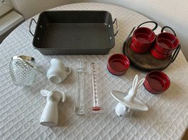 Backblech, Vasen, Krug, Figur, gemischtes Set (Fondue)