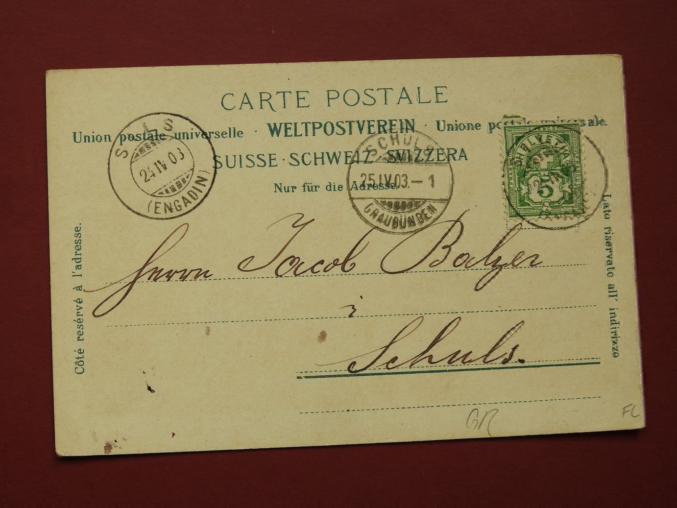 Cartoline postali: AK von  Sils Maria – Usato da Rain venduto da 999-800-K 1