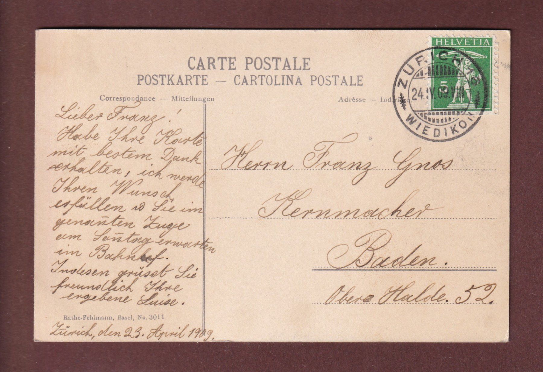 Cartes postales: ZÜRICH - Stadthaus - Post - 1909 – D'occasion à Pully par nicecards-shop 1