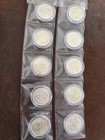 10x Silber 5 .- Fünfliber 3x 1966, 3x 1967, 4 x 1969 unzirk.
