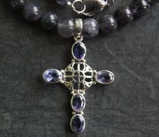 NEU: iolith Kette Collier mit Kreuz  Edelstahl
