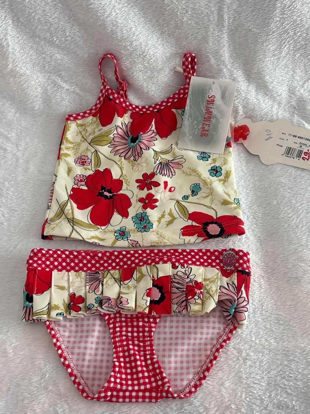 Costumi da bagno & Bikini: Neuer Mädchen Bikini, Gr. 86 rot/weiss Blumenmuster – Nuovo e nell'imballaggio originale da Oberegg venduto da MR-shop