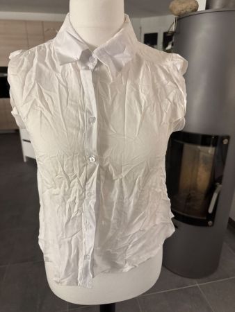 Sommerliche Bluse Broadway NYC Grösse S, Weiss Leinenmix