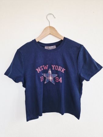 Damen Crop T-Shirt Primark Gr. L Dunkelblau