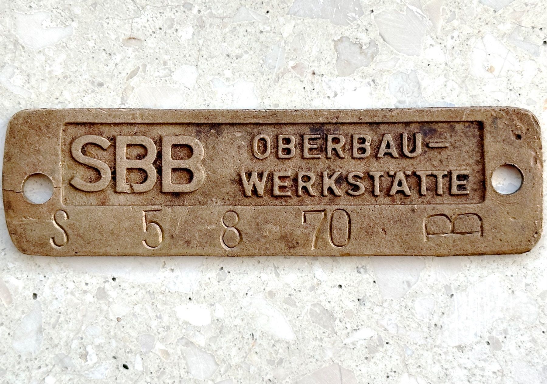 SBB/CFF/FFS Insegne: 5.8.1970 SBB Messing Schild Schweiz – Usato da Seltisberg venduto da quadartswiss