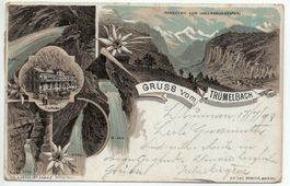 LAUTERBRUNNEN Litho Gruss vom Trümelbach - Hôtel Trümmelbach