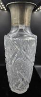 Geschliffene Bleikristall Vase mit Silber Rand