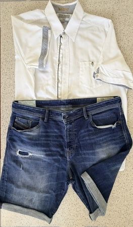 Herren Hemd Weiss Gr.7 Ted Baker London & Diesel Jeans kurz