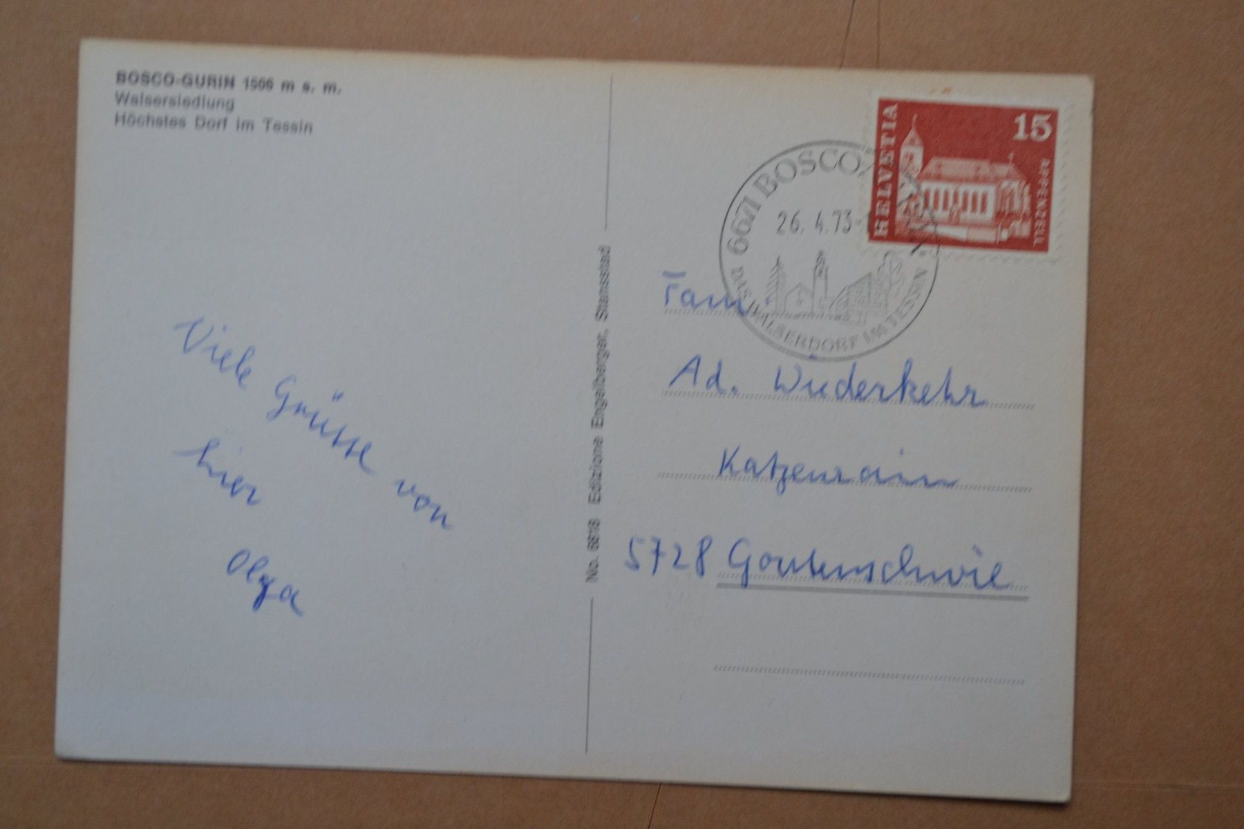 Cartoline postali: AK Bosco- Gurin TI – Usato da Beinwil am See venduto da kajak55 1