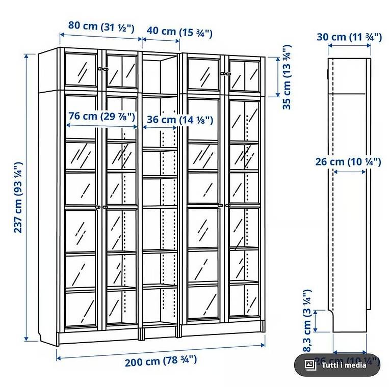 Ikea Regale: IKEA BILLY/OXBERG Bücherregal, Glastüren, Dunkle Eichenoptik – Gebraucht aus Lugano von dim_kyv9 1