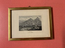 Bild Schwyz von den Mythen gerahmt 20x15cm guter Zustand