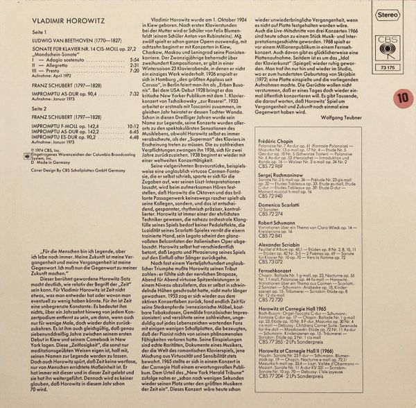 Schallplatten: Beethoven/Horowitz: Mondscheinsonate LP – Neu (gemäss Beschreibung) aus Steinhausen von Vilivinili 1