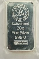20 g fine Silver Argor S.A Switzerland  silberbarren 
