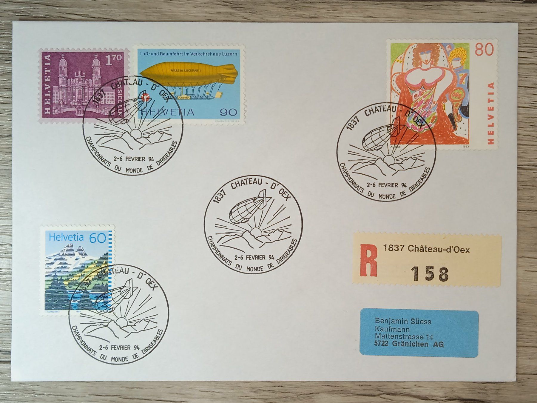 Tutti i francobolli: TR51 Enveloppe + Timbre Suisse 1994 – Usato da Cousset venduto da Patrick_Collections