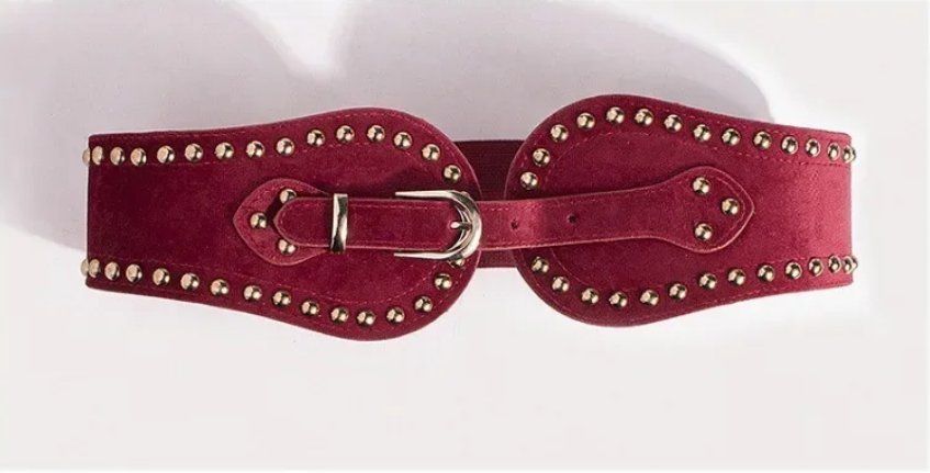 Cinture: Breiter elastischer Gürtel aus Wildleder mit Nieten – Nuovo e nell'imballaggio originale da Lausanne venduto da FASHION-WORLD-SHOP 3