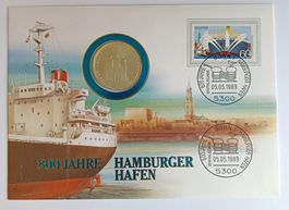 Numisbrief 800 J. Hamburger Hafen mit 10 DM Silber ab 1 Fr.