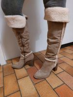 Overknee Stiefel gefüttert Gr. 39 beige