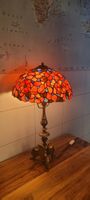 Lampe style Tiffany  vitrail orange et bleu "interiors 1900"