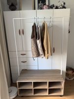 Garderobe: Kleiderstange + Schuhbank auf Rollen, 105 cm
