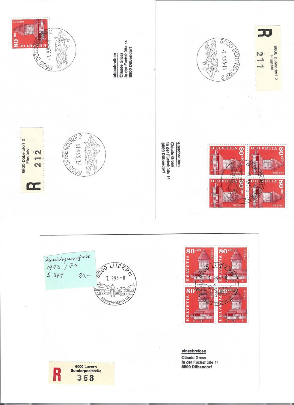 Alle Briefmarken: lettres divers – Gebraucht aus Delemont von toutdubon11 4