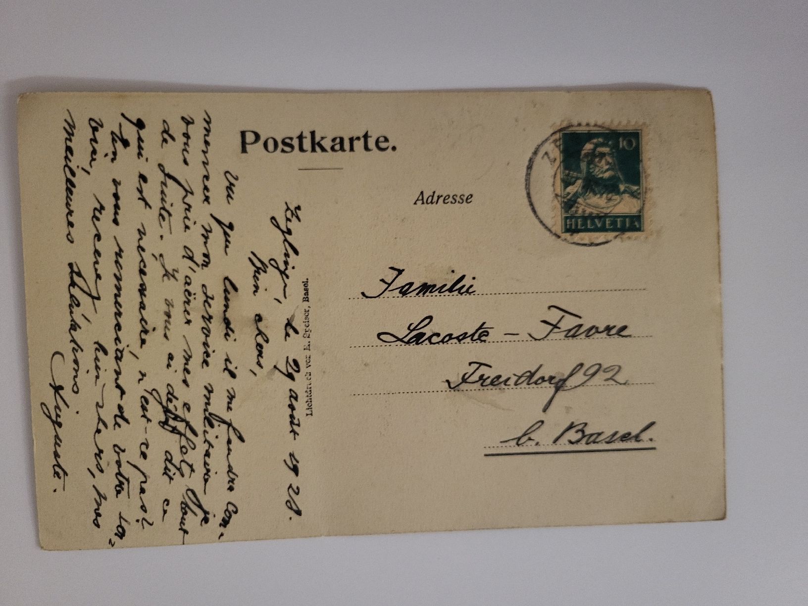 Cartoline postali: Postkarte Zeglingen 1928 – Usato da nunningen venduto da mic_88k2 1