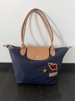 Longchamp Le Pliage Handtasche dunkelblau mit Patches