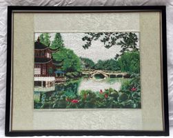 Broderie chinoise sur soie encadrée