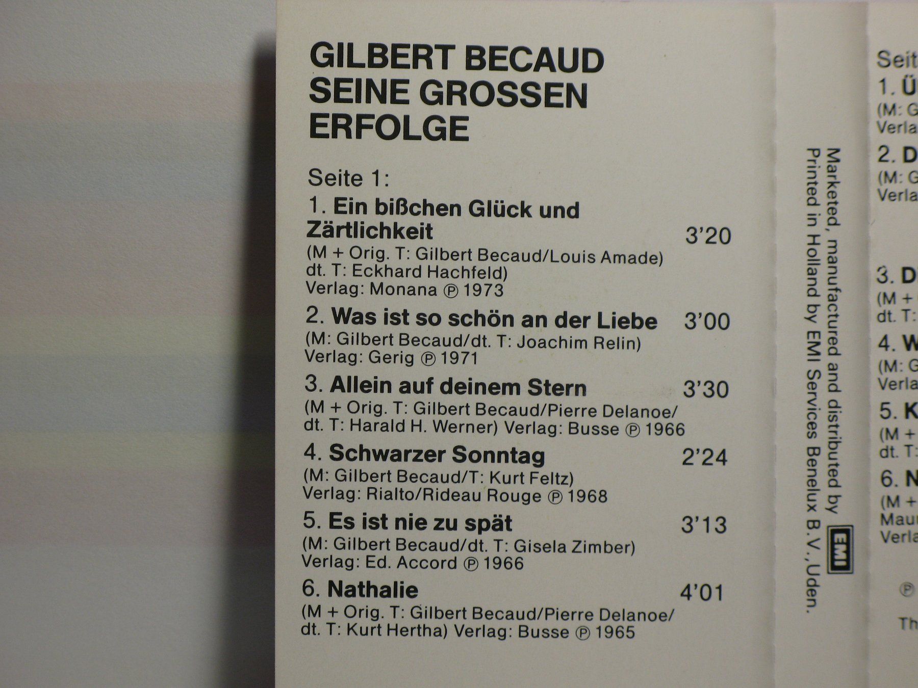 Musicassette: GILBERT   BECAUD   Seine grossen Erfolge – Usato da Langnau i. E. venduto da gf2_29jt 2