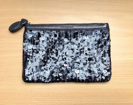 Juicy Couture Large Black Leather Sequin Clutch