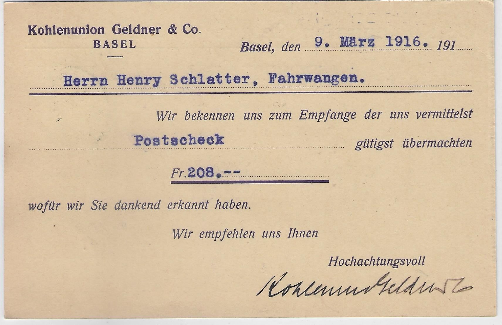 Tutti i francobolli: Postkarte 125III Mi. 113III Basel 9.3.16 – Antico da Ettingen venduto da Kartenplanet 1
