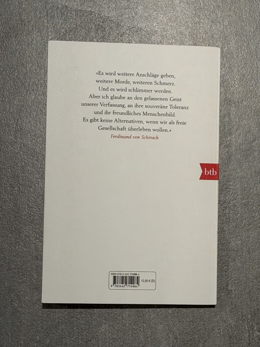 Libri: Ferdinand von Schirach, Terror, btb Taschenbuch – Usato da Fislisbach venduto da dbe_fsw5 1