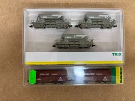 2 Set N Trix 15123 u 3287 Selbstentladewagen Vigier Juracime