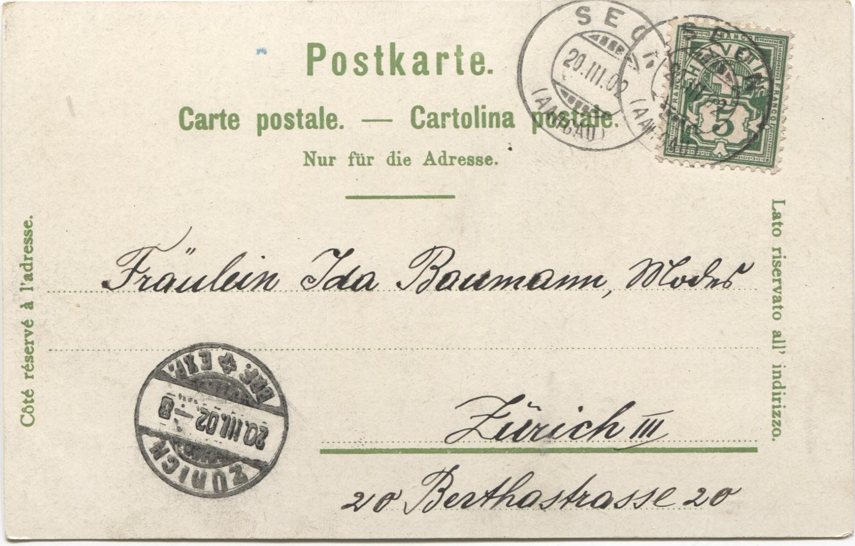 Ansichtskarten: SEON AG 1902 Lithografie – Gebraucht aus Rothrist von Clanx 1