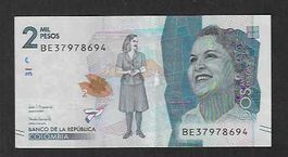 Colombia  2  Pesos  Gebraucht Sehr  Schön