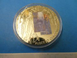 versilberte Medaille PP 50 mm, 100 Frankennote  1995