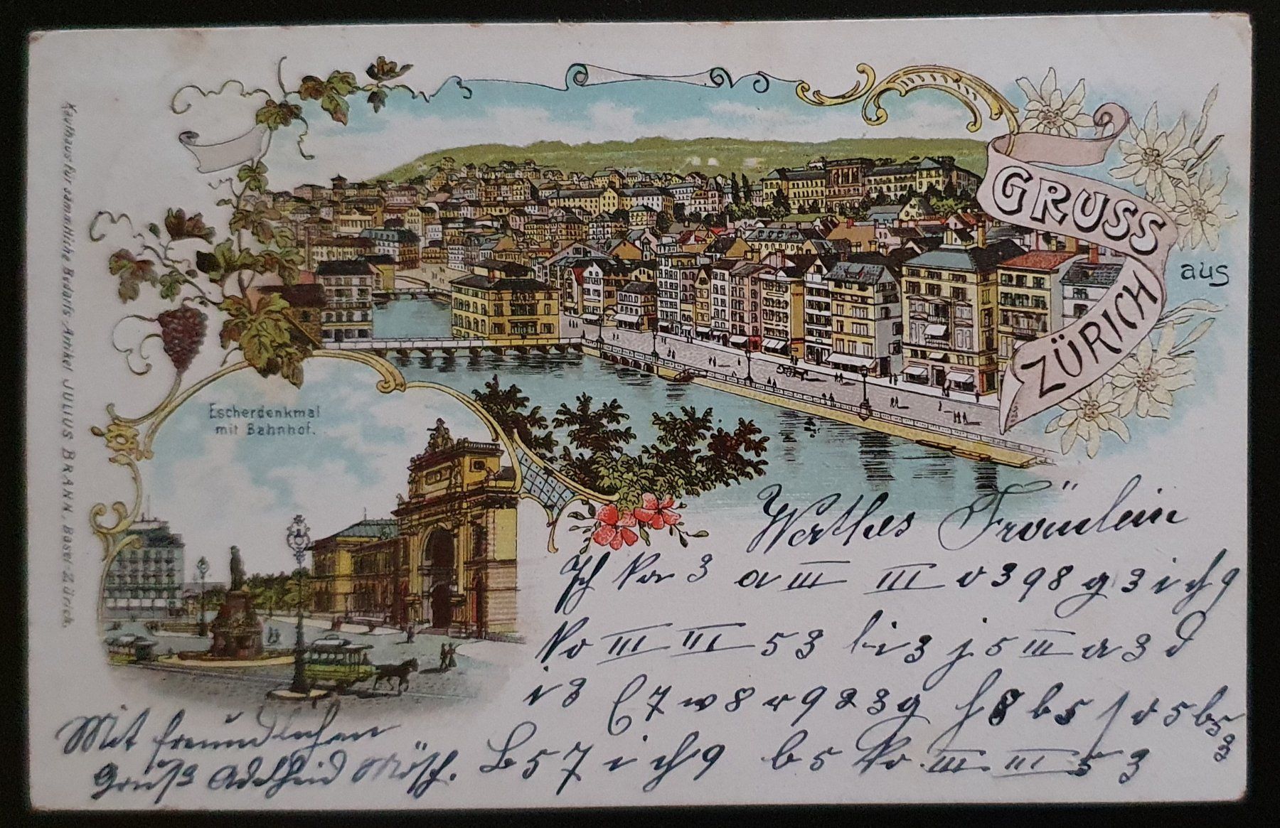 Ansichtskarten: Gruss aus Zürich 1900 – Gebraucht aus Kreuzlingen von Rschweiz1