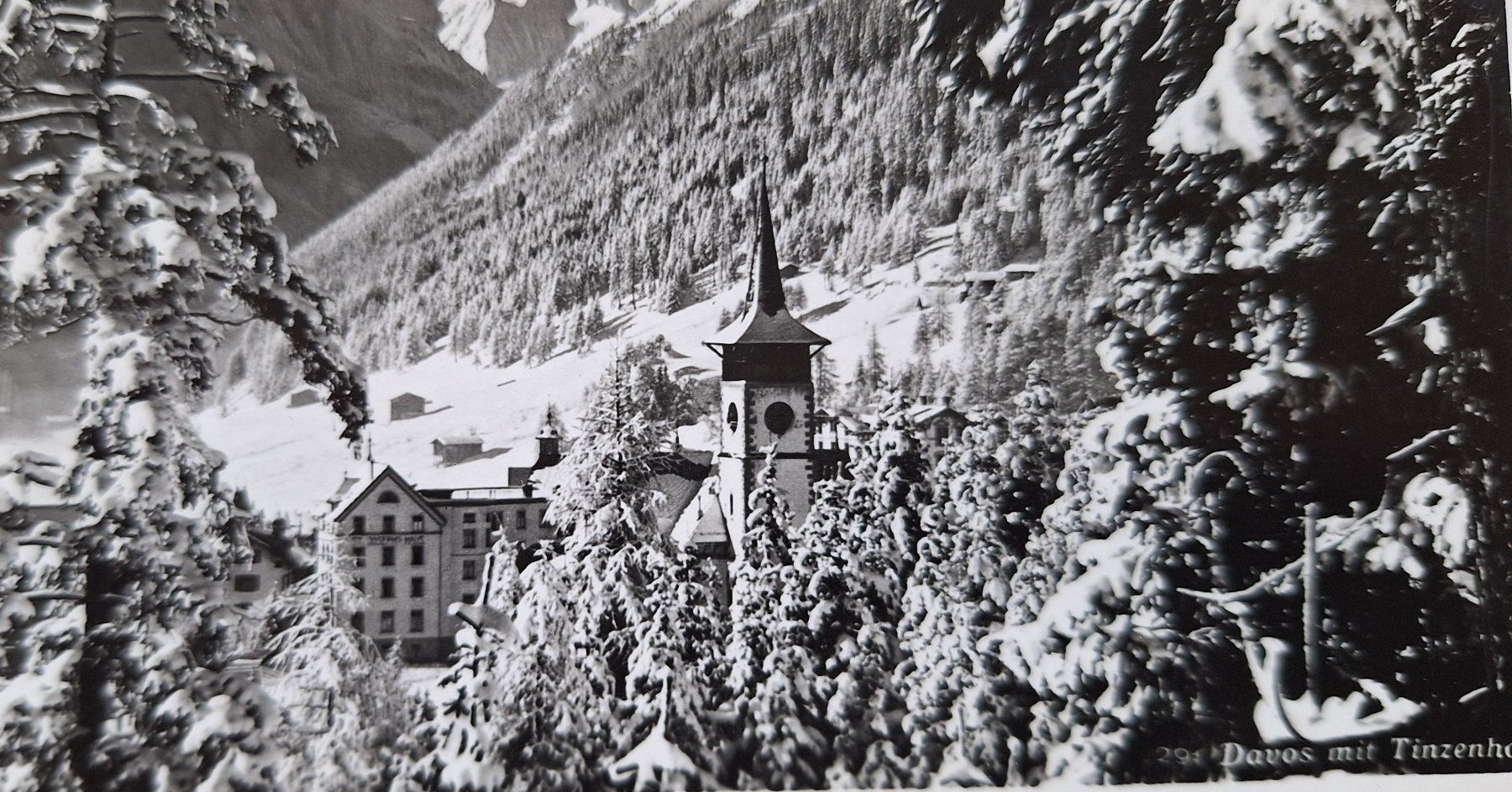 Cartoline postali: AK CP Davos Kirche Tinzenhorn Winter GR – Usato da Gurtnellen venduto da Stonevalley007 1