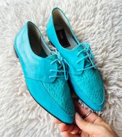 SCHUHE TÜRKIS 39 ECHT LEDER ITALY ESCHA SCHNÜRER VINTAGE TOP