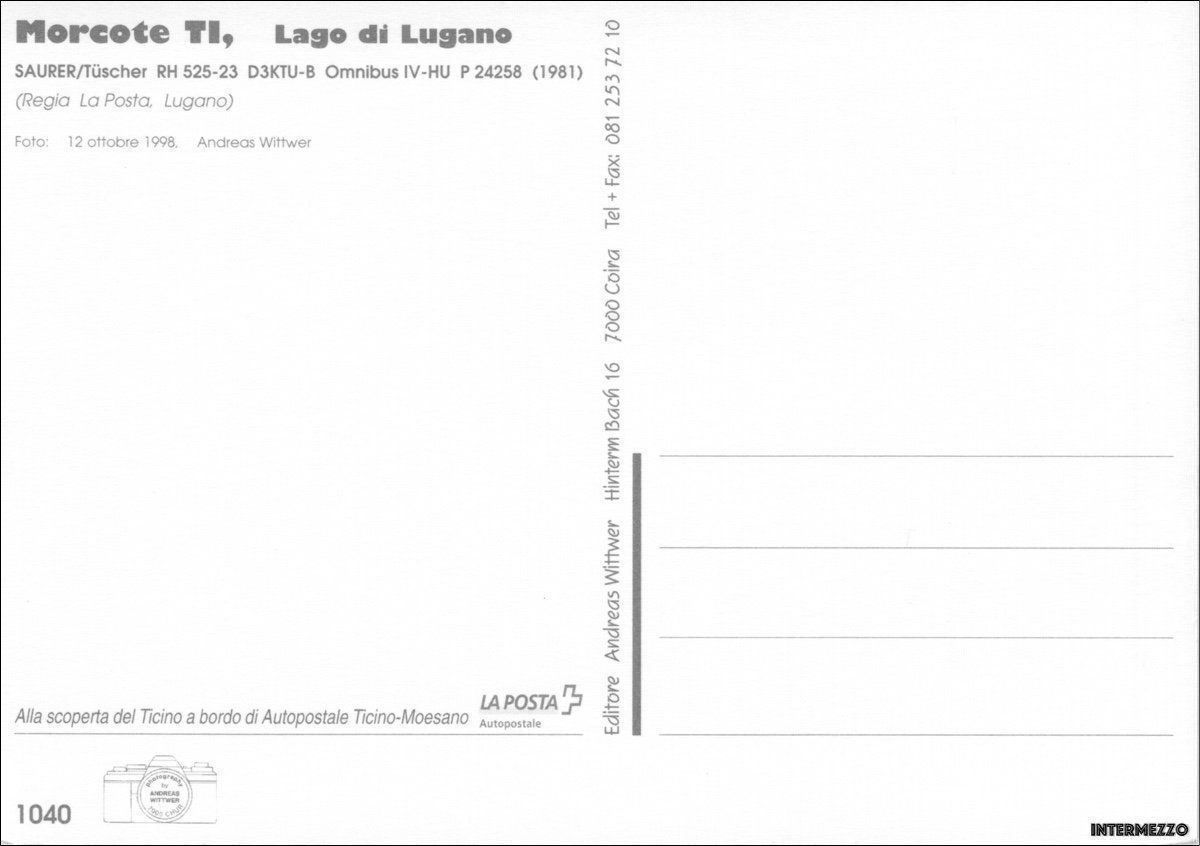 Cartoline postali: Postauto // Morcote TI // Saurer PTT – Usato da Basel venduto da intermezzo12 1