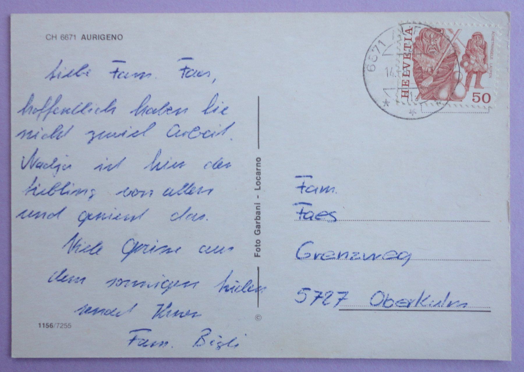 Cartoline postali: Aurigeno – Usato da Fétigny venduto da Billy2miny 1