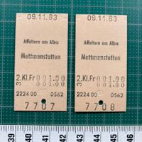 Affoltern am Albis - Mettmenstetten, 2 alte Bahn Billette