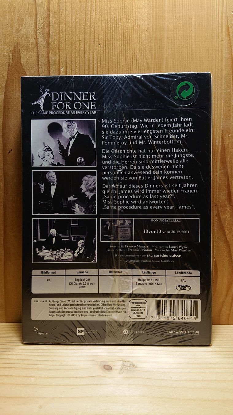 Alle DVDs: DINNER FOR ONE DVD – Neu und originalverpackt aus Wilderswil von Exebub 1