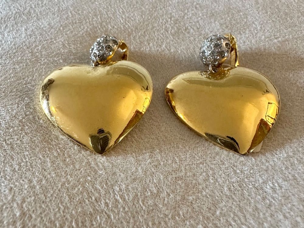 Boucles D'oreilles Vintage En Forme De Cœur - Argenté - Occasion