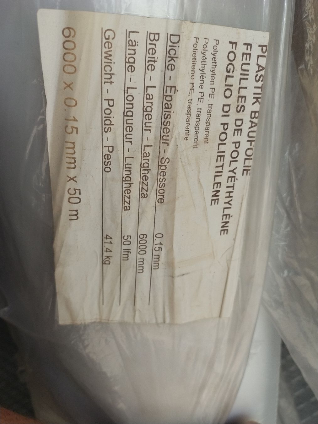 Lackretusche & Schutzfolien: 1 Rolle Baufolie – Neu und originalverpackt aus Brüttisellen von Grorbas
