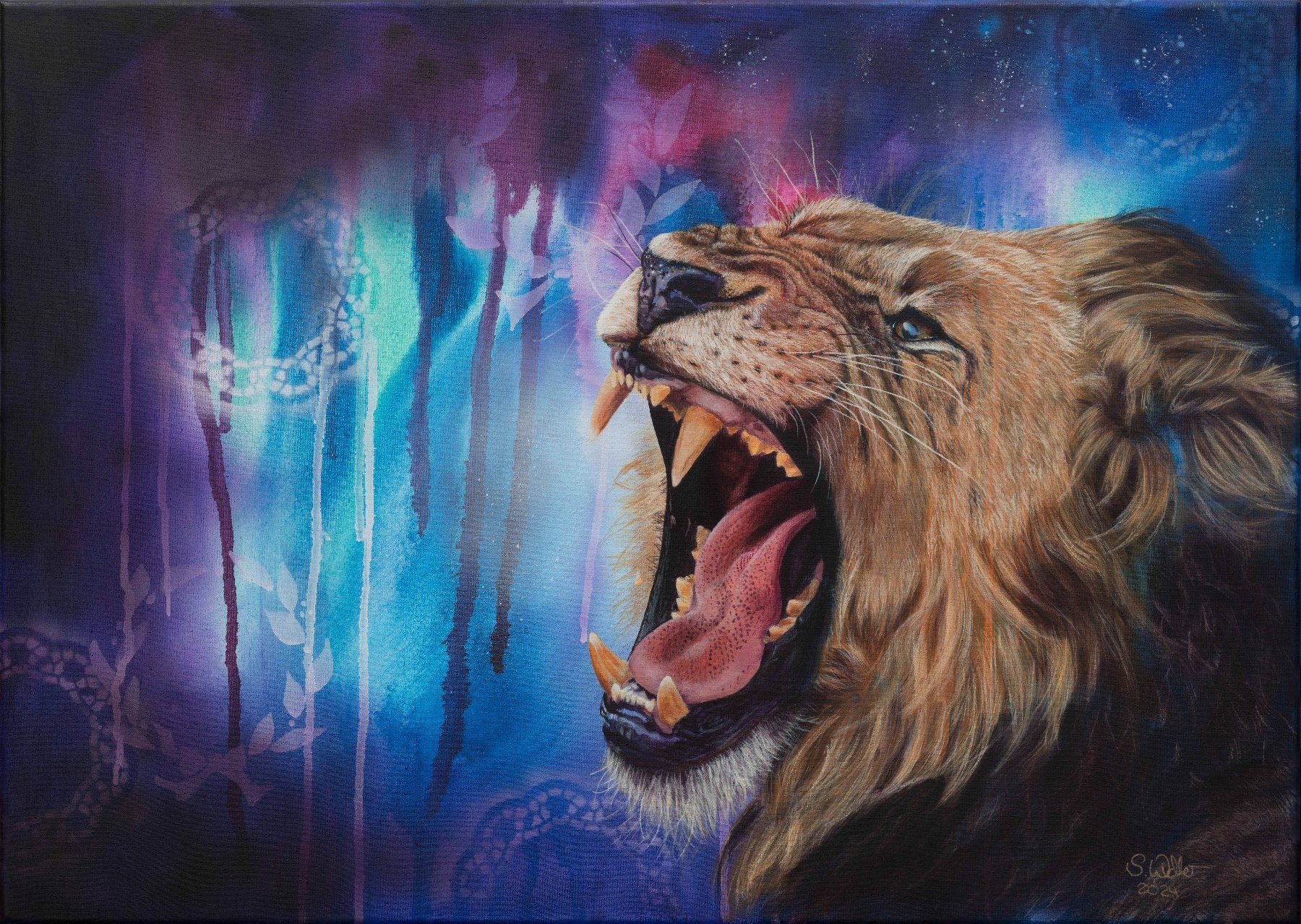 Dipinti: Löwenbild, handgemalt, Original Gemälde, 50 x 70 cm – Nuovo e nell'imballaggio originale da Tägerwilen venduto da Simone_Widler_Art